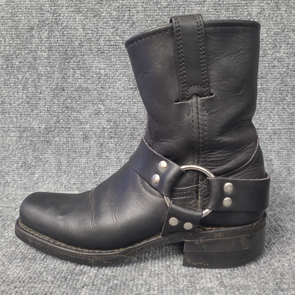 Frye Black Leather Women's Harness 8R Motorcycle Boots Size 6 - Picture 9 of 16